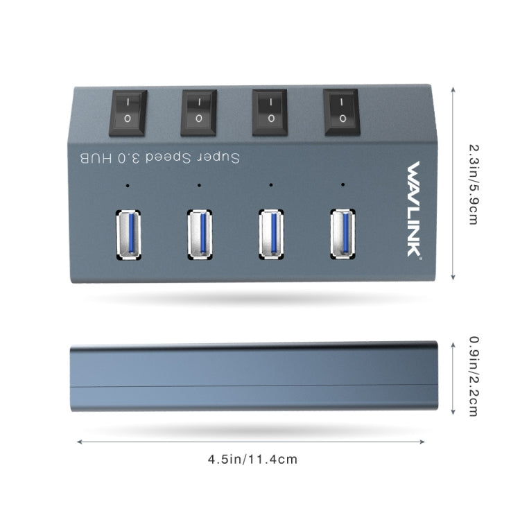 WAVLINK WL-UH3049 USB 3.0 4-Ports Desktop Fast Charger Station with Independent Switch(AU Plug) - USB 3.0 HUB by WAVLINK | Online Shopping South Africa | PMC Jewellery | Buy Now Pay Later Mobicred