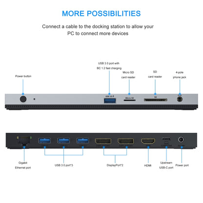 WAVLINK WL-UMD01 USB3.0 Splitter Docking Station Gigabit Ethernet / DP / HD Cable Converter(US Plug) - USB 3.0 HUB by WAVLINK | Online Shopping South Africa | PMC Jewellery | Buy Now Pay Later Mobicred