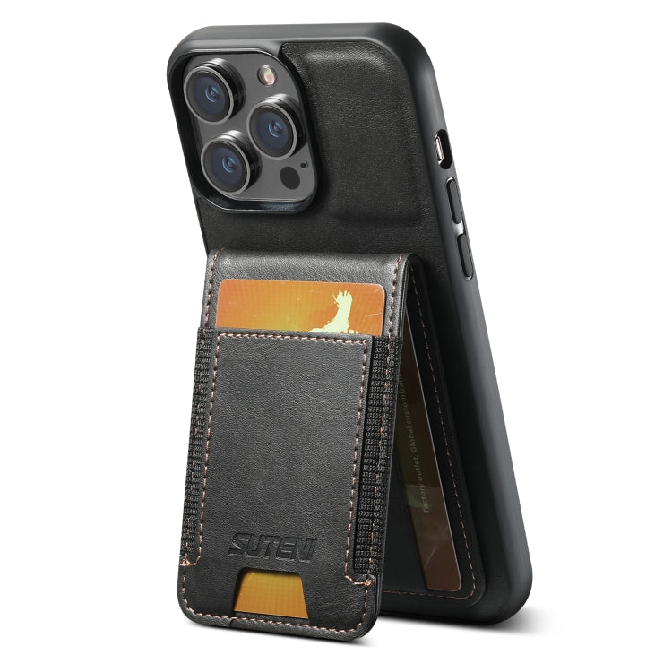 For iPhone 16 Pro Suteni H03 Oil Wax Leather Wallet Stand Back Phone Case(Black) - iPhone 16 Pro Cases by Suteni | Online Shopping South Africa | PMC Jewellery | Buy Now Pay Later Mobicred