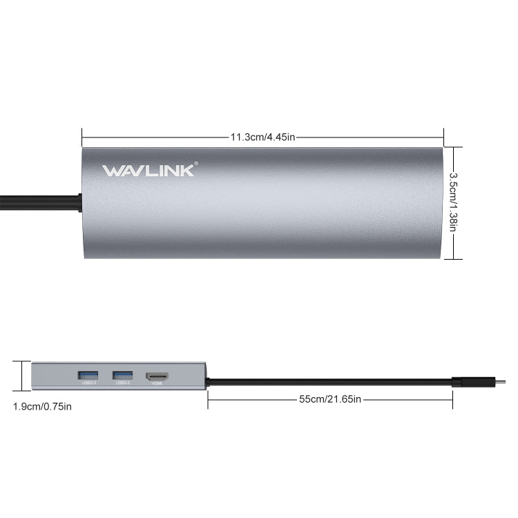 WAVLINK WL-UHP3408 USB HUB Adapter 4-in-1 Type-C to HD + 2xUSB3.0 + Gigabit RJ45 Docking Station - USB HUB by WAVLINK | Online Shopping South Africa | PMC Jewellery | Buy Now Pay Later Mobicred