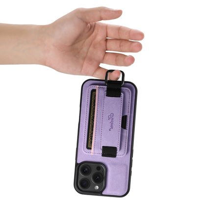 For iPhone 16 Pro Max Suteni H13 Litchi Leather Wrist Strap Wallet Back Phone Case(Purple) - iPhone 16 Pro Max Cases by Suteni | Online Shopping South Africa | PMC Jewellery | Buy Now Pay Later Mobicred