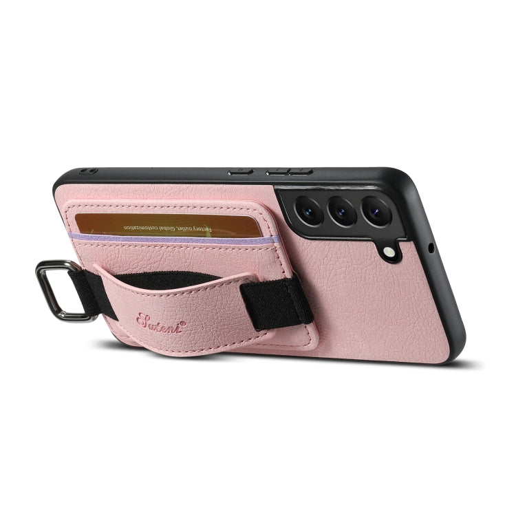 For Samsung Galaxy S24+ 5G Suteni H13 Litchi Leather Wrist Strap Wallet Back Phone Case(Pink) - Galaxy S24+ 5G Cases by Suteni | Online Shopping South Africa | PMC Jewellery | Buy Now Pay Later Mobicred