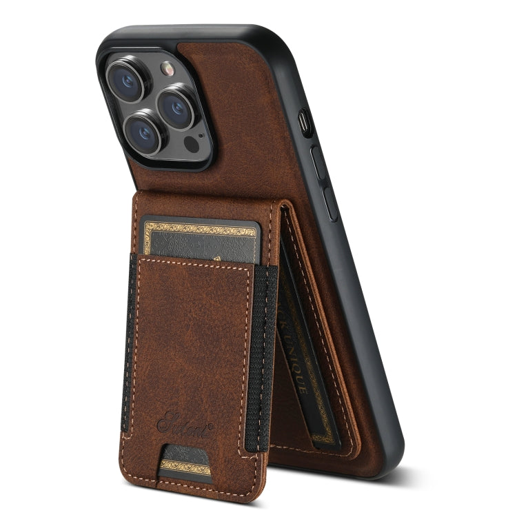 For iPhone 15 Pro Max Suteni H17 Litchi Texture Leather MagSafe Detachable Wallet Phone Case(Brown) - iPhone 15 Pro Max Cases by Suteni | Online Shopping South Africa | PMC Jewellery | Buy Now Pay Later Mobicred