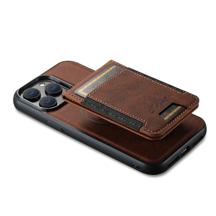 For iPhone 15 Pro Max Suteni H17 Litchi Texture Leather MagSafe Detachable Wallet Phone Case(Brown) - iPhone 15 Pro Max Cases by Suteni | Online Shopping South Africa | PMC Jewellery | Buy Now Pay Later Mobicred