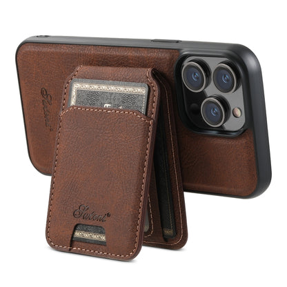 For iPhone 14 Pro Max Suteni H17 Litchi Texture Leather MagSafe Detachable Wallet Phone Case(Brown) - iPhone 14 Pro Max Cases by Suteni | Online Shopping South Africa | PMC Jewellery | Buy Now Pay Later Mobicred