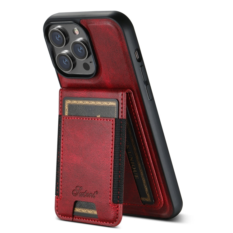 For iPhone 14 Pro Max Suteni H17 Oil Eax Leather MagSafe Detachable Wallet Phone Case(Red) - iPhone 14 Pro Max Cases by Suteni | Online Shopping South Africa | PMC Jewellery | Buy Now Pay Later Mobicred