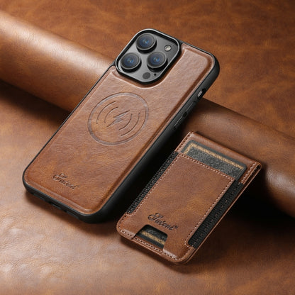 For iPhone 13 Pro Max Suteni H17 Oil Eax Leather MagSafe Detachable Wallet Phone Case(Brown) - iPhone 13 Pro Max Cases by Suteni | Online Shopping South Africa | PMC Jewellery | Buy Now Pay Later Mobicred