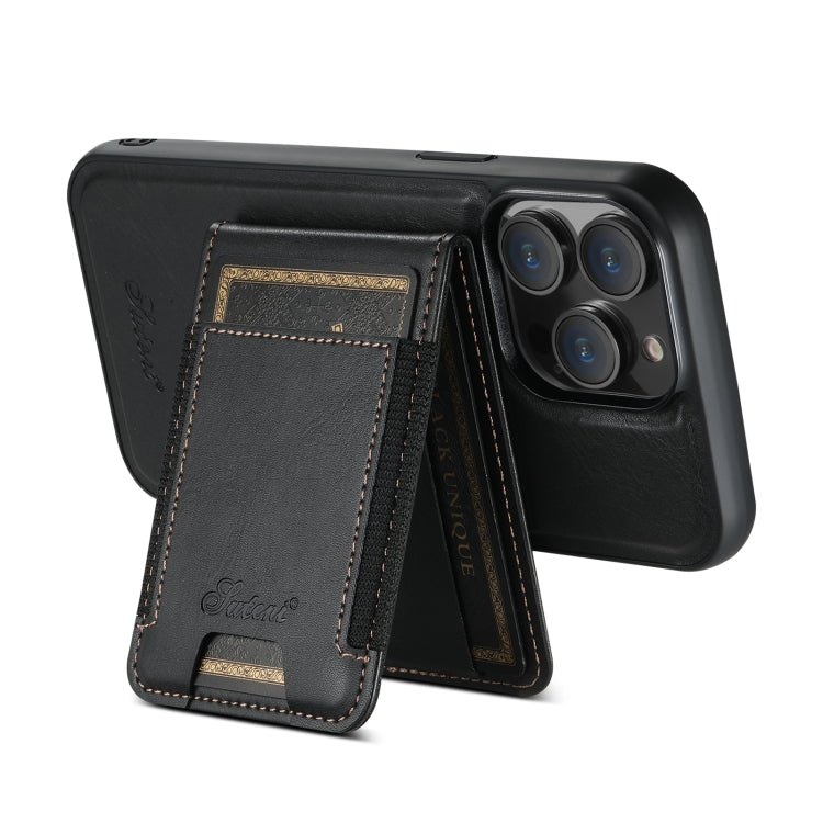 For iPhone 13 Suteni H17 Oil Eax Leather MagSafe Detachable Wallet Phone Case(Black) - iPhone 13 Cases by Suteni | Online Shopping South Africa | PMC Jewellery | Buy Now Pay Later Mobicred