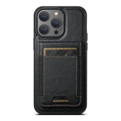 For iPhone 13 Pro Suteni H17 Oil Eax Leather MagSafe Detachable Wallet Phone Case(Black) - iPhone 13 Pro Cases by Suteni | Online Shopping South Africa | PMC Jewellery | Buy Now Pay Later Mobicred