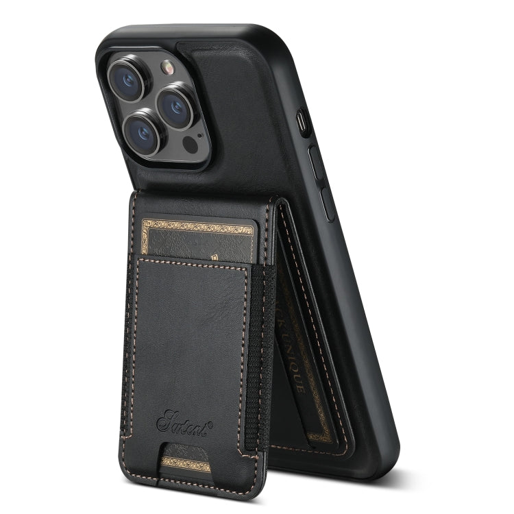 For iPhone 13 Pro Suteni H17 Oil Eax Leather MagSafe Detachable Wallet Phone Case(Black) - iPhone 13 Pro Cases by Suteni | Online Shopping South Africa | PMC Jewellery | Buy Now Pay Later Mobicred