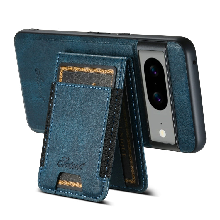 For Google Pixel 8 Pro Suteni H17 Oil Eax Leather Detachable Wallet Phone Case(Blue) - Google Cases by Suteni | Online Shopping South Africa | PMC Jewellery | Buy Now Pay Later Mobicred