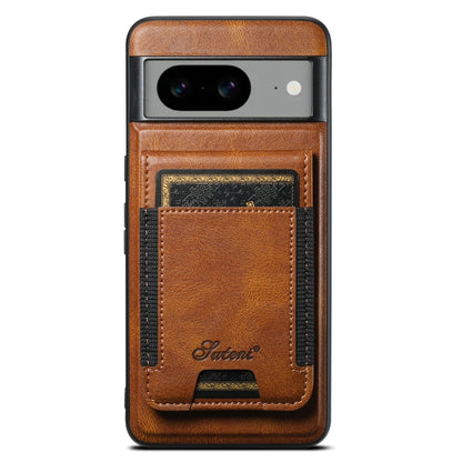 For Google Pixel 8 Suteni H17 Oil Eax Leather Detachable Wallet Phone Case(Brown) - Google Cases by Suteni | Online Shopping South Africa | PMC Jewellery | Buy Now Pay Later Mobicred