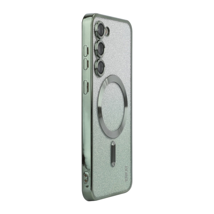 For Samsung Galaxy S24 5G ENKAY Hat-Prince Magnetic Glitter Plated TPU Phone Case with Lens Film(Green) - Galaxy S24 5G Cases by ENKAY | Online Shopping South Africa | PMC Jewellery | Buy Now Pay Later Mobicred