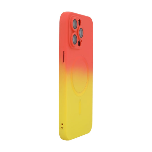 For iPhone 16 Pro ENKAY Hat-Prince MagSafe Rainbow Gradient Silicone Phone Case with Lens Film(Orange Yellow) - iPhone 16 Pro Cases by ENKAY | Online Shopping South Africa | PMC Jewellery | Buy Now Pay Later Mobicred