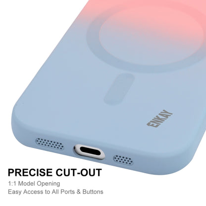 For iPhone 16 Plus ENKAY Hat-Prince MagSafe Rainbow Gradient Silicone Phone Case with Lens Film(Dark Blue) - iPhone 16 Plus Cases by ENKAY | Online Shopping South Africa | PMC Jewellery | Buy Now Pay Later Mobicred