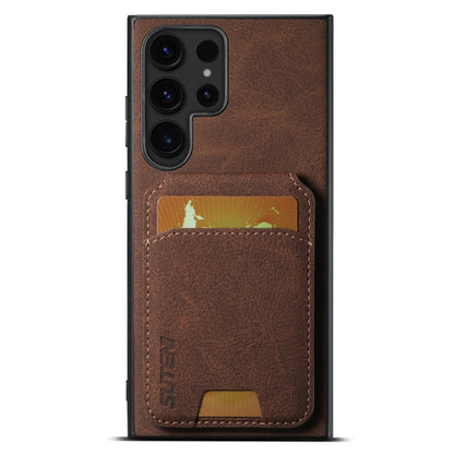 For Samsung Galaxy S24 Ultra 5G Suteni H02 Litchi Leather Card Wallet Stand Back Phone Case(Brown) - Galaxy S24 Ultra 5G Cases by Suteni | Online Shopping South Africa | PMC Jewellery | Buy Now Pay Later Mobicred