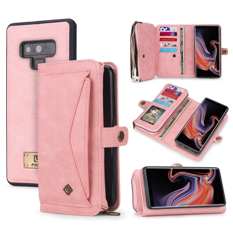 For Samsung Galaxy Note9 Multi-functional Zipper Wallet Leather Phone Case(Pink) - Galaxy Phone Cases by PMC Jewellery | Online Shopping South Africa | PMC Jewellery