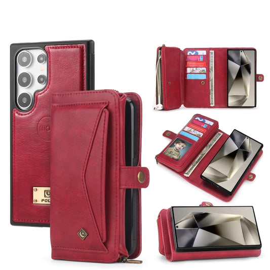 For Samsung Galaxy S24 Ultra 5G Multi-functional Zipper Wallet Leather Phone Case(Red) - Galaxy S24 Ultra 5G Cases by PMC Jewellery | Online Shopping South Africa | PMC Jewellery | Buy Now Pay Later Mobicred