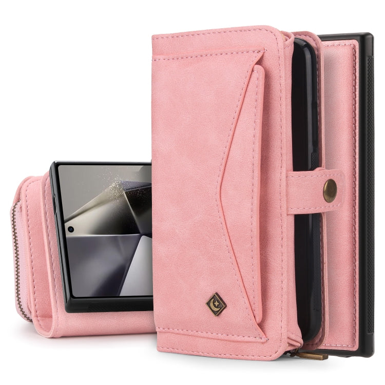 For Samsung Galaxy S24 Ultra 5G Multi-functional Zipper Wallet Leather Phone Case(Pink) - Galaxy S24 Ultra 5G Cases by PMC Jewellery | Online Shopping South Africa | PMC Jewellery | Buy Now Pay Later Mobicred