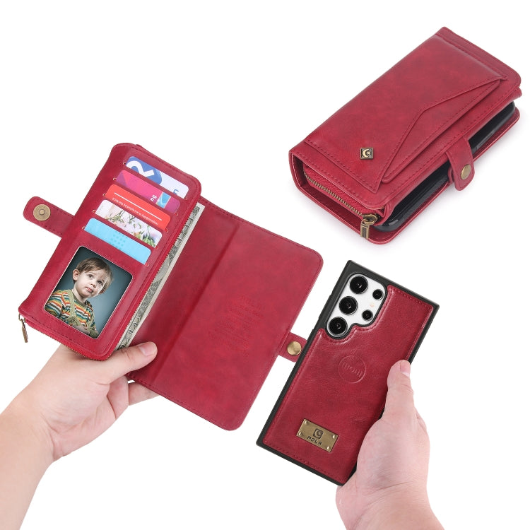 For Samsung Galaxy S24 5G Multi-functional Zipper Wallet Leather Phone Case(Red) - Galaxy S24 5G Cases by PMC Jewellery | Online Shopping South Africa | PMC Jewellery | Buy Now Pay Later Mobicred