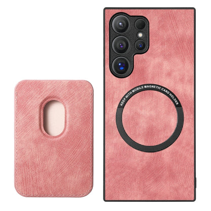 For Samsung Galaxy S25 Ultra 5G Retro Leather Card Bag Magnetic Phone Case(Pink) - Galaxy S25 Ultra 5G Cases by PMC Jewellery | Online Shopping South Africa | PMC Jewellery | Buy Now Pay Later Mobicred