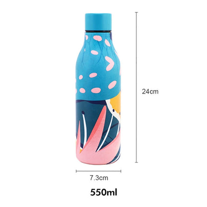 JUNSUNMAY Geometric Patterns Coating 304 Stainless Steel  550ml Water Vacuum Bottle(Dark Blue) - Vacuum Thermoses & Cups by JUNSUNMAY | Online Shopping South Africa | PMC Jewellery