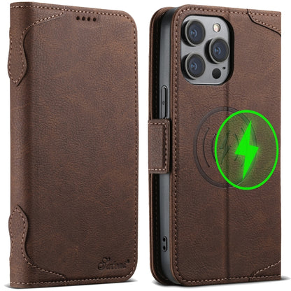 For iPhone 13 Pro SUTENI J07 Multifunctional Horizontal Flip Magsafe Leather Phone Case(Brown) - iPhone 13 Pro Cases by Suteni | Online Shopping South Africa | PMC Jewellery | Buy Now Pay Later Mobicred