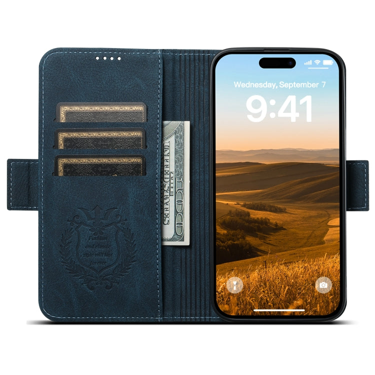 For iPhone 14 Pro SUTENI J07 Multifunctional Horizontal Flip Magsafe Leather Phone Case(Blue) - iPhone 14 Pro Cases by Suteni | Online Shopping South Africa | PMC Jewellery | Buy Now Pay Later Mobicred