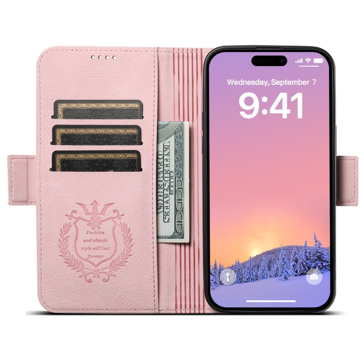 For iPhone 14 Pro SUTENI J07 Multifunctional Horizontal Flip Magsafe Leather Phone Case(Pink) - iPhone 14 Pro Cases by Suteni | Online Shopping South Africa | PMC Jewellery | Buy Now Pay Later Mobicred