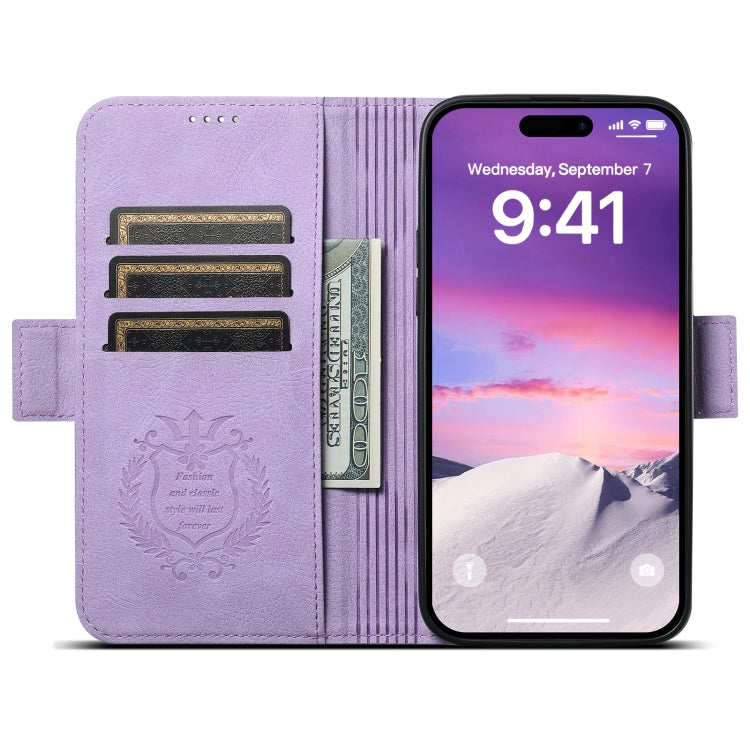 For iPhone 14 Plus SUTENI J07 Multifunctional Horizontal Flip Magsafe Leather Phone Case(Purple) - iPhone 14 Plus Cases by Suteni | Online Shopping South Africa | PMC Jewellery | Buy Now Pay Later Mobicred