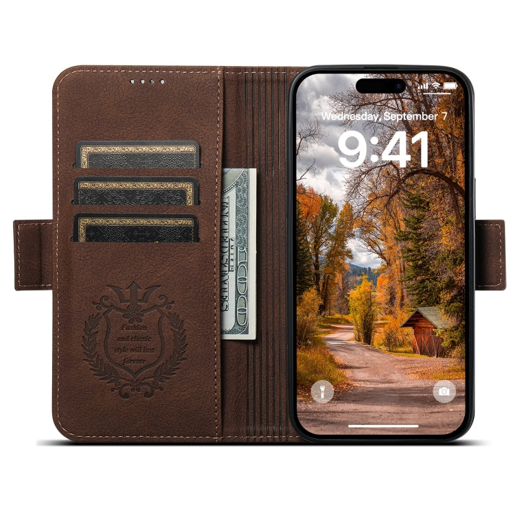 For iPhone 14 Pro Max SUTENI J07 Multifunctional Horizontal Flip Magsafe Leather Phone Case(Brown) - iPhone 14 Pro Max Cases by Suteni | Online Shopping South Africa | PMC Jewellery | Buy Now Pay Later Mobicred