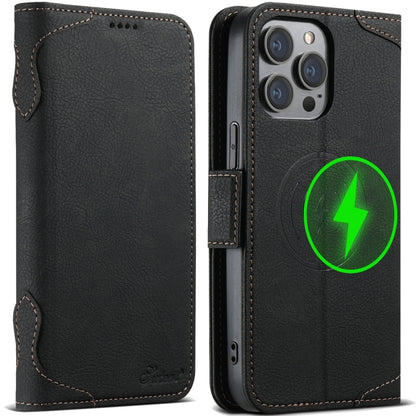 For iPhone 15 Pro Max SUTENI J07 Multifunctional Horizontal Flip Magsafe Leather Phone Case(Black) - iPhone 15 Pro Max Cases by Suteni | Online Shopping South Africa | PMC Jewellery | Buy Now Pay Later Mobicred