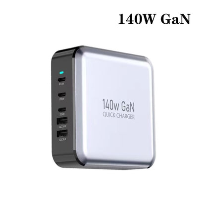 GAN 140W PD65W / PD20W / QC3.0 USB Five Port Laptop Adapter, Plug:AU Plug - Universal Power Adapter by PMC Jewellery | Online Shopping South Africa | PMC Jewellery | Buy Now Pay Later Mobicred