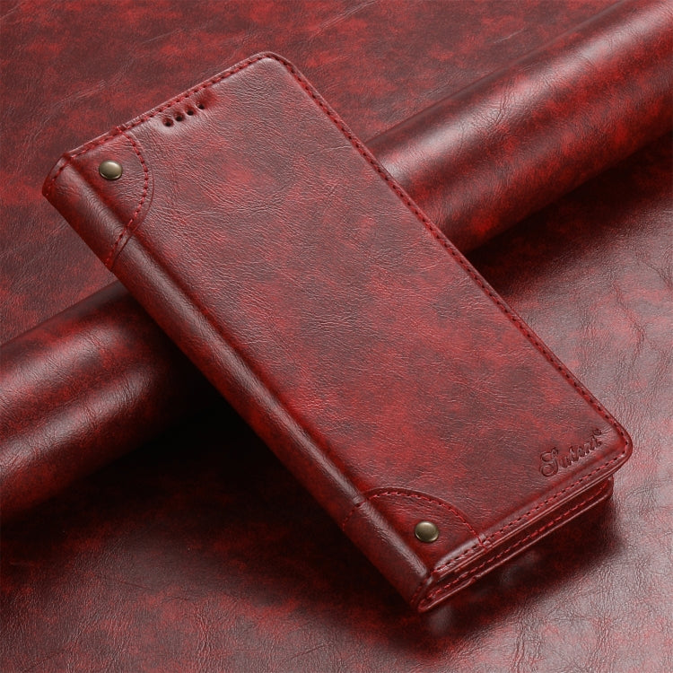 For Samsug Galaxy S24 Ultra 5G Suteni Baroque Calf Texture Buckle Wallet Leather Phone Case(Red) - Galaxy S24 Ultra 5G Cases by Suteni | Online Shopping South Africa | PMC Jewellery | Buy Now Pay Later Mobicred