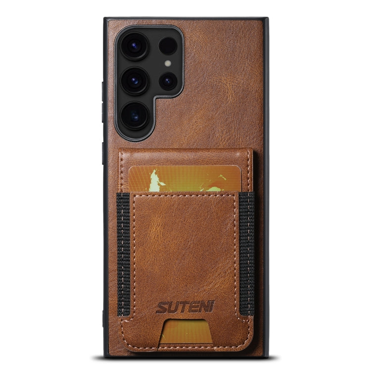 For Samsung Galaxy S24 Ultra 5G Suteni H03 Oil Wax Leather Wallet Stand Back Phone Case(Brown) - Galaxy S24 Ultra 5G Cases by Suteni | Online Shopping South Africa | PMC Jewellery | Buy Now Pay Later Mobicred