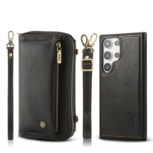 For Samsung Galaxy S24 Ultra 5G Crossbody Multi-functional Zipper Wallet Leather Phone Case(Black) - Galaxy S24 Ultra 5G Cases by PMC Jewellery | Online Shopping South Africa | PMC Jewellery | Buy Now Pay Later Mobicred