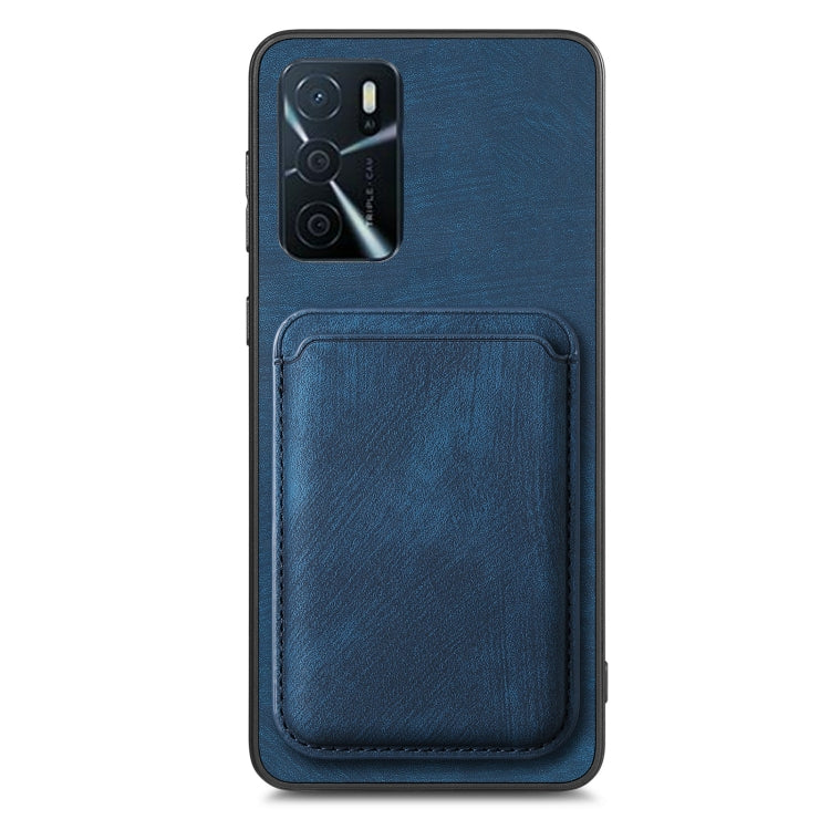 For OPPO A58 4G Retro Leather Card Bag Magnetic Phone Case(Blue) - OPPO Cases by PMC Jewellery | Online Shopping South Africa | PMC Jewellery | Buy Now Pay Later Mobicred