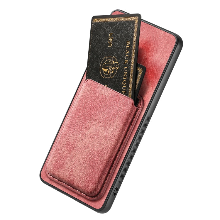 For OPPO A58 4G Retro Leather Card Bag Magnetic Phone Case(Pink) - OPPO Cases by PMC Jewellery | Online Shopping South Africa | PMC Jewellery | Buy Now Pay Later Mobicred