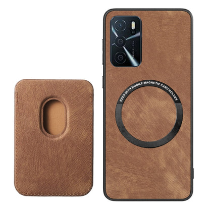 For OPPO Reno10 Global Retro Leather Card Bag Magnetic Phone Case(Brown) - OPPO Cases by PMC Jewellery | Online Shopping South Africa | PMC Jewellery | Buy Now Pay Later Mobicred