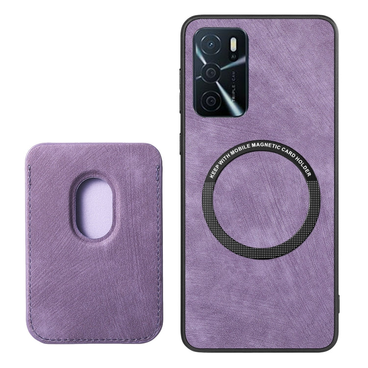 For OPPO Reno10 Global Retro Leather Card Bag Magnetic Phone Case(Purple) - OPPO Cases by PMC Jewellery | Online Shopping South Africa | PMC Jewellery | Buy Now Pay Later Mobicred