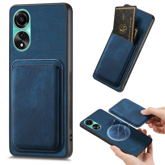 For OPPO A78 4G Retro Leather Card Bag Magnetic Phone Case(Blue) - OPPO Cases by PMC Jewellery | Online Shopping South Africa | PMC Jewellery | Buy Now Pay Later Mobicred