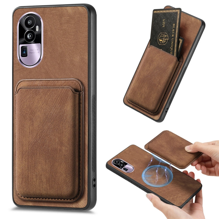 For OPPO Reno10 Pro+ Retro Leather Card Bag Magnetic Phone Case(Brown) - OPPO Cases by PMC Jewellery | Online Shopping South Africa | PMC Jewellery | Buy Now Pay Later Mobicred