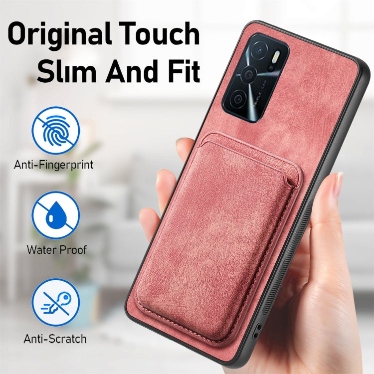 For OPPO A1 5G Retro Leather Card Bag Magnetic Phone Case(Pink) - OPPO Cases by PMC Jewellery | Online Shopping South Africa | PMC Jewellery | Buy Now Pay Later Mobicred