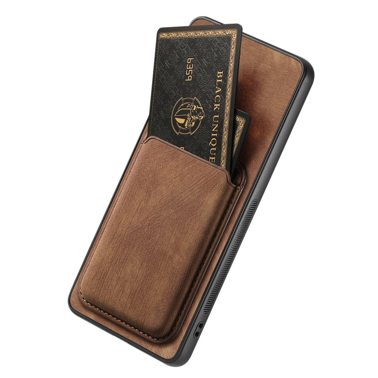 For OPPO Reno8 T 4G Retro Leather Card Bag Magnetic Phone Case(Brown) - OPPO Cases by PMC Jewellery | Online Shopping South Africa | PMC Jewellery | Buy Now Pay Later Mobicred