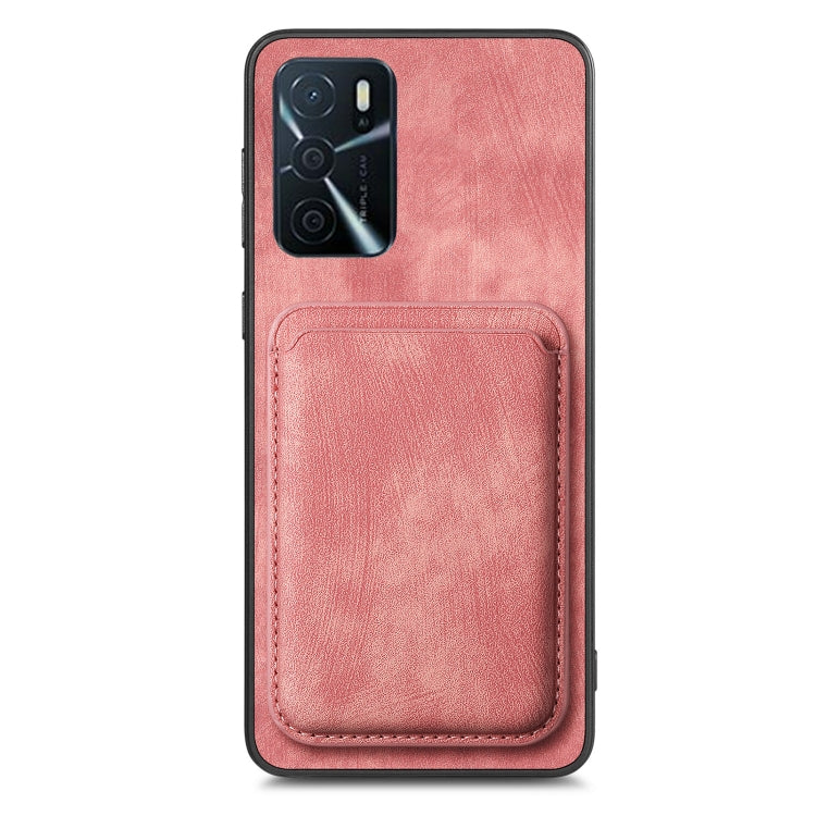 For OPPO Reno8 T 5G Retro Leather Card Bag Magnetic Phone Case(Pink) - OPPO Cases by PMC Jewellery | Online Shopping South Africa | PMC Jewellery | Buy Now Pay Later Mobicred