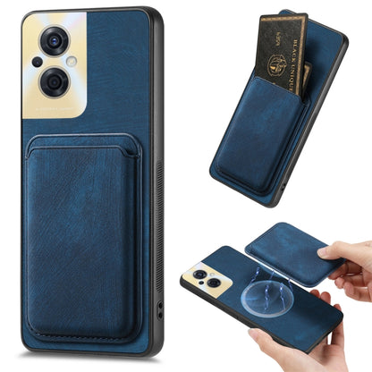 For OPPO Reno8 Z Retro Leather Card Bag Magnetic Phone Case(Blue) - OPPO Cases by PMC Jewellery | Online Shopping South Africa | PMC Jewellery | Buy Now Pay Later Mobicred