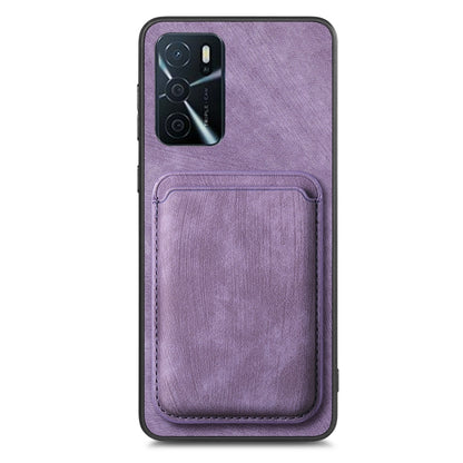 For OPPO Reno8 Z Retro Leather Card Bag Magnetic Phone Case(Purple) - OPPO Cases by PMC Jewellery | Online Shopping South Africa | PMC Jewellery | Buy Now Pay Later Mobicred