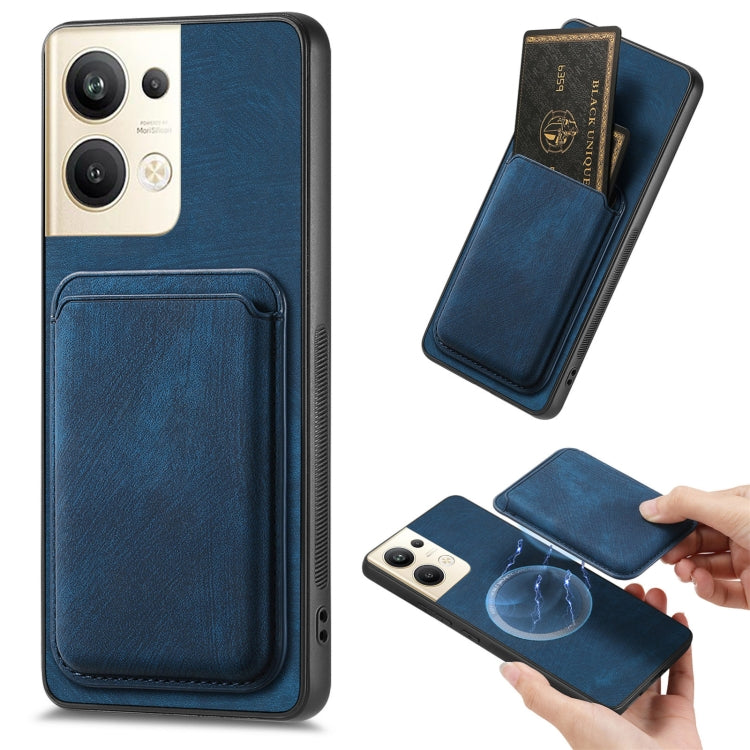 For OPPO Reno9 Pro+ 5G Retro Leather Card Bag Magnetic Phone Case(Blue) - OPPO Cases by PMC Jewellery | Online Shopping South Africa | PMC Jewellery | Buy Now Pay Later Mobicred