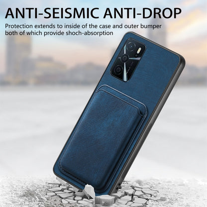 For OPPO A17K Retro Leather Card Bag Magnetic Phone Case(Blue) - OPPO Cases by PMC Jewellery | Online Shopping South Africa | PMC Jewellery | Buy Now Pay Later Mobicred