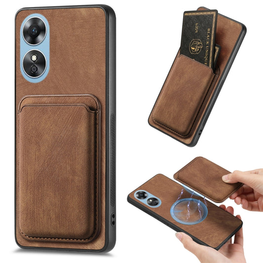 For OPPO A17 Retro Leather Card Bag Magnetic Phone Case(Brown) - OPPO Cases by PMC Jewellery | Online Shopping South Africa | PMC Jewellery | Buy Now Pay Later Mobicred